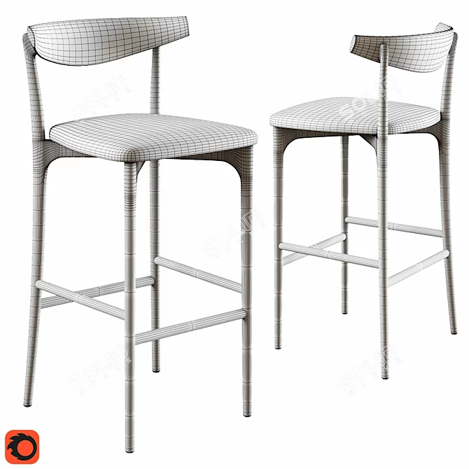 Elegant Palladio Stool: 3D-Ready 3D model image 3