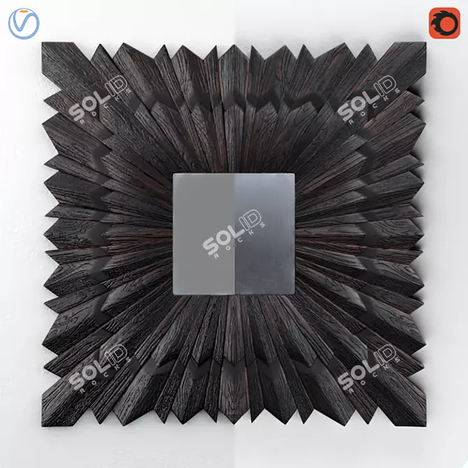 Dark Pine Square Mirror 3D model image 1