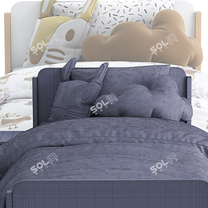 Modern Linus Single Bed: Pine & White 3D model image 3
