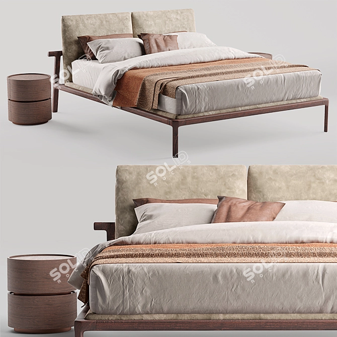 Fushimi Pianca Bed: Sleek and Elegant Design 3D model image 1