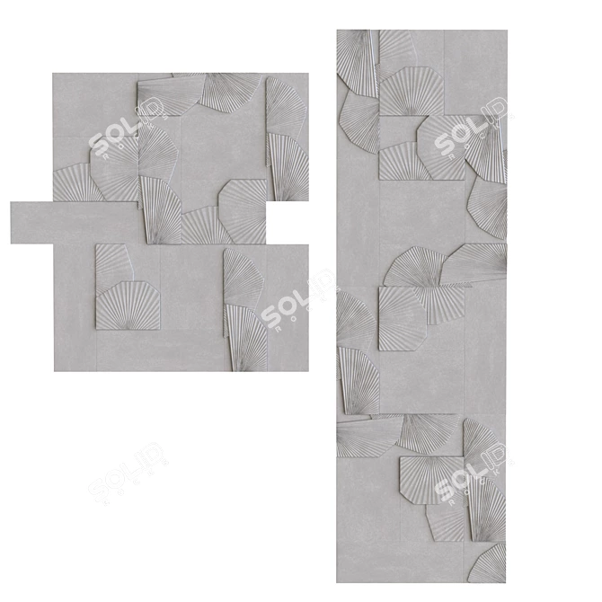 Elegant Flora Ceramic Platters 3D model image 3