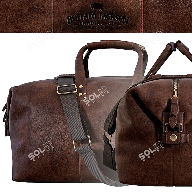 Vintage Leather Duffle: Classic Style 3D model image 2