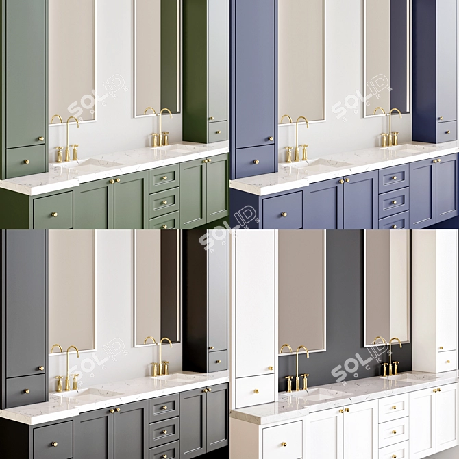 Modern 280cm Bathroom Furniture 3D model image 3