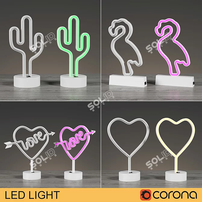 Cactus LED Lamp 3D model image 1