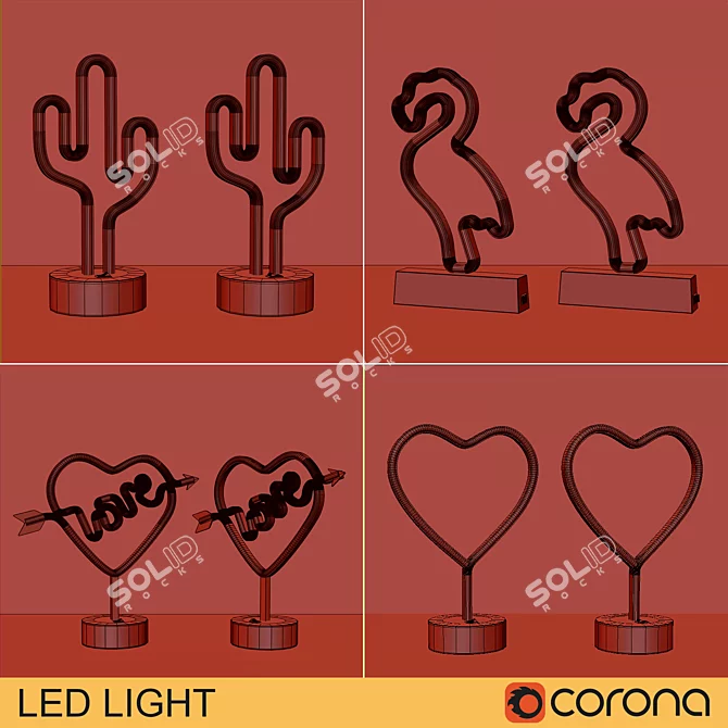Cactus LED Lamp 3D model image 2