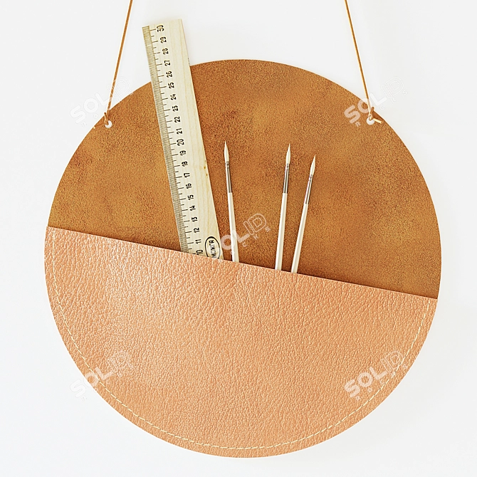 Leather Wall Pocket: Organize Your Space 3D model image 3