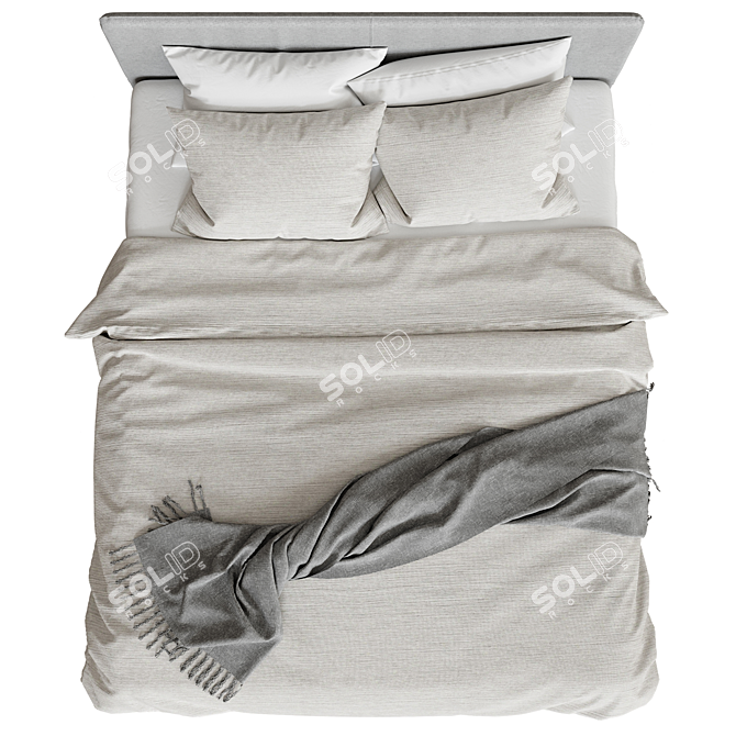 Elegant Slatted Bed 3D model image 4