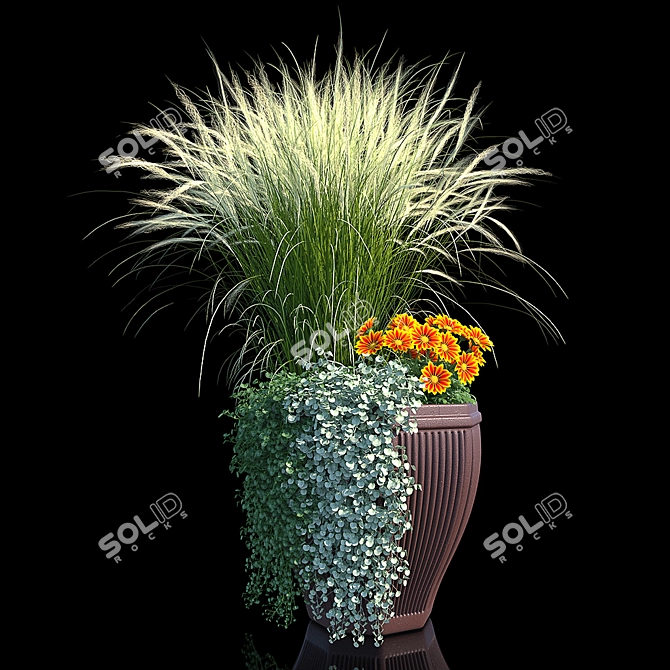 Container Garden Set with 5 Varieties of Plants 3D model image 1