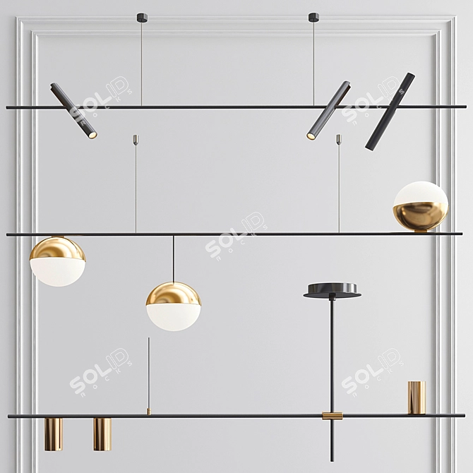 Versatile Linear Pendant Collection - 3 Stunning Options 3D model image 1