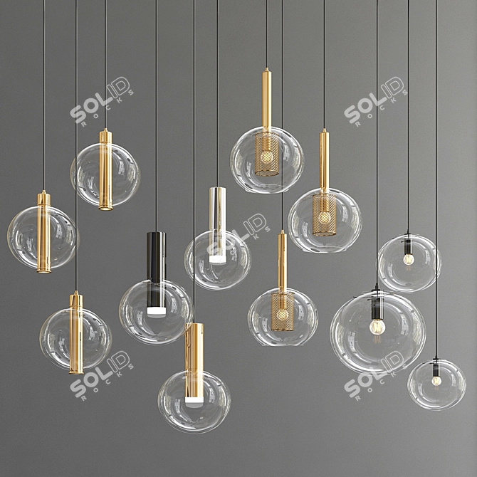 Versatile Linear Pendant Collection - 3 Stunning Options 3D model image 2