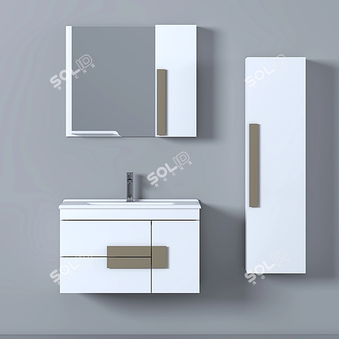 Troy 85 cm Bathroom Furniture Set 3D model image 2