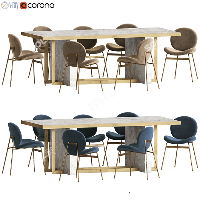 Modern Dining Set in Jane Dinning Chair & Whitney Dining Table 3D model image 1