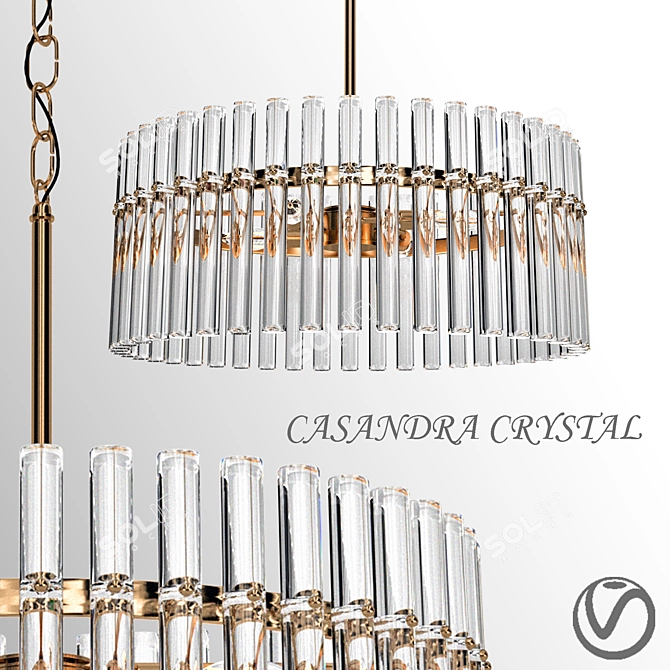 Elegant 4-Light Brass Pendant Chandelier 3D model image 1