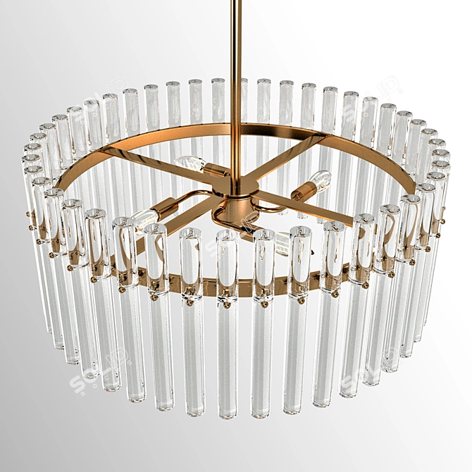 Elegant 4-Light Brass Pendant Chandelier 3D model image 3