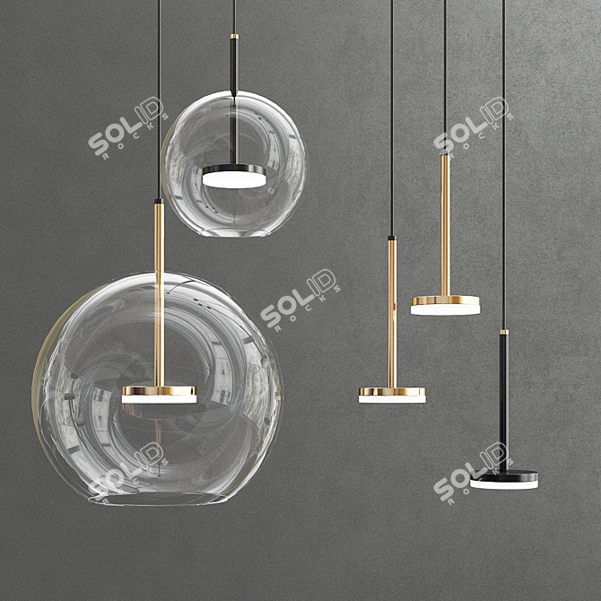 Elegant Glass Hanging Pendants 3D model image 1