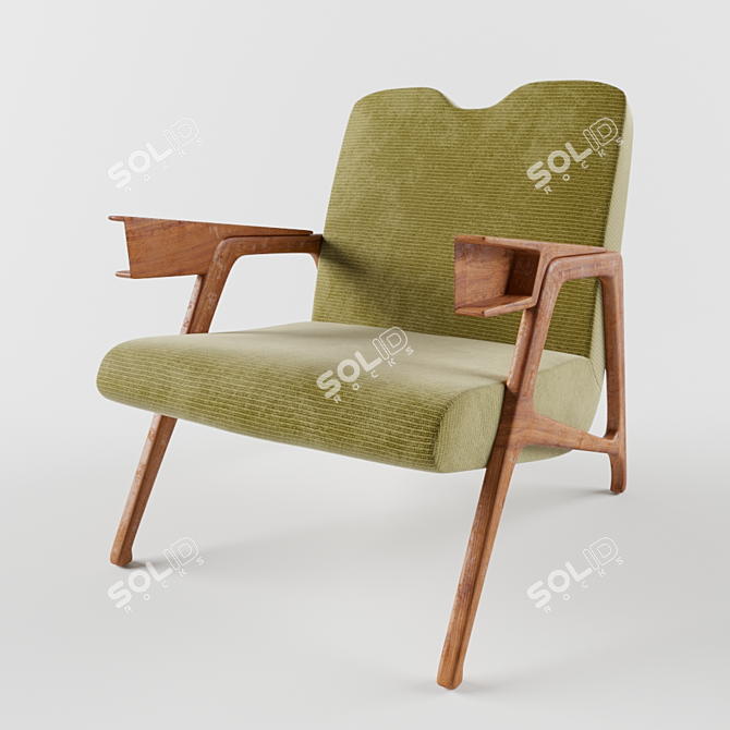 Mid-Century Moss Green Armchairs by Augusto Romano 3D model image 1