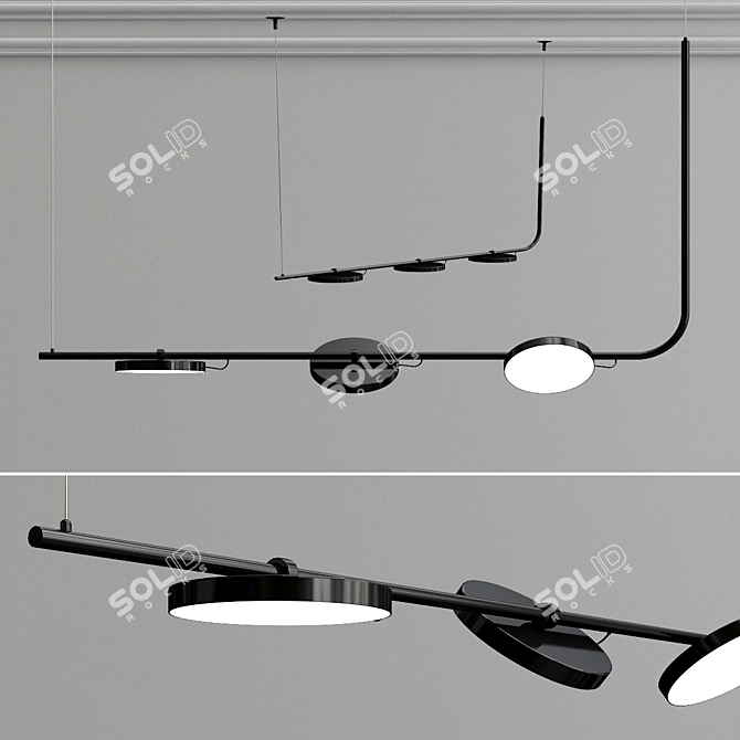 Versatile Black Adjustable Pendant Light 3D model image 1