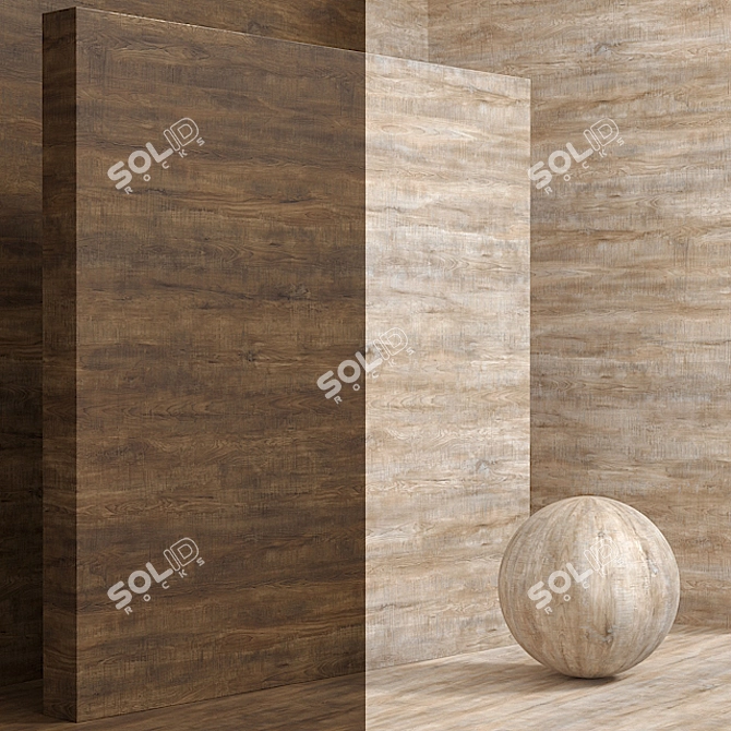 Title: Rustic Maple Wood Box Set 3D model image 3