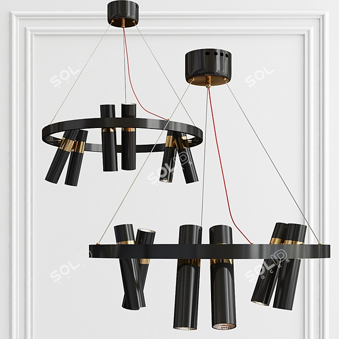 Sleek 6-Light GU10 LED Pendant 3D model image 1