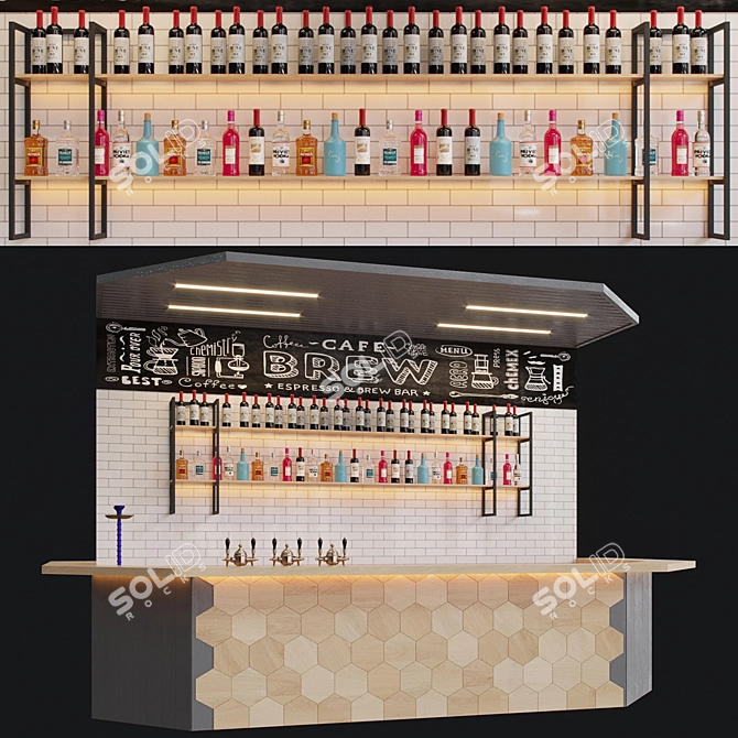 Stylish Modern Bar 3D model image 1