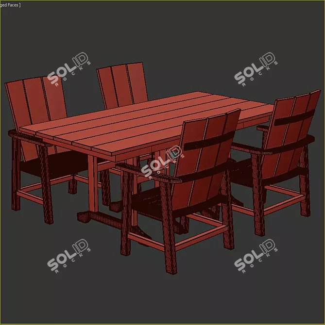 Elegant Pottsville 7-Piece Dining Set 3D model image 3