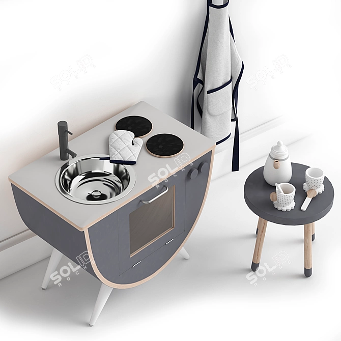 Sebra Classic White Play Kitchen: Imaginative Fun for Little Chefs 3D model image 2