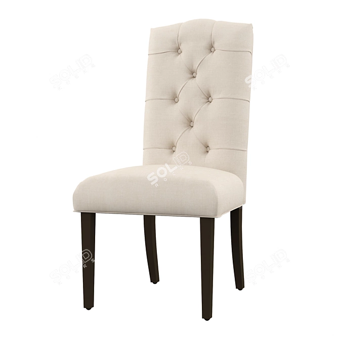 Elegant Tufted Dining Chair Set 3D model image 1