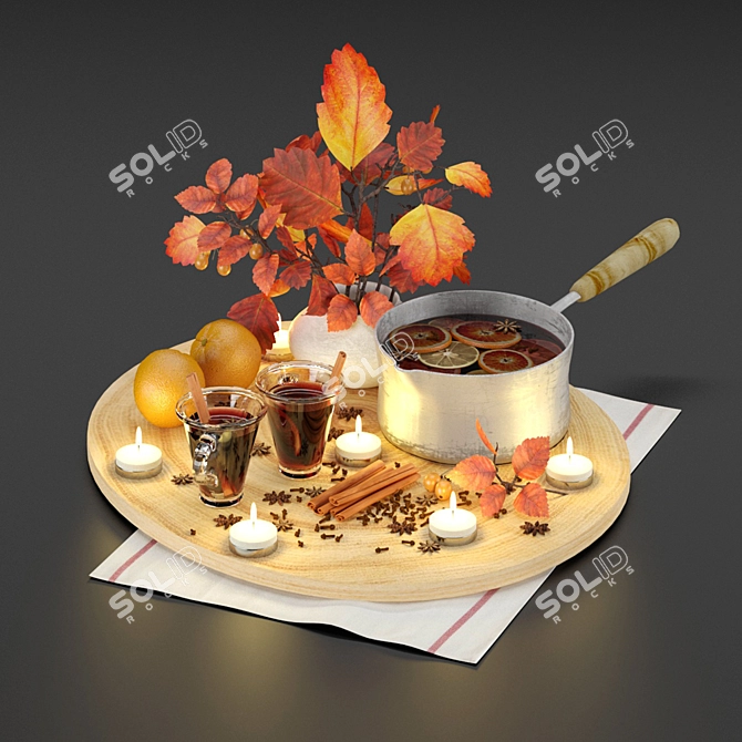 Festive Mulled Wine Set 3D model image 1