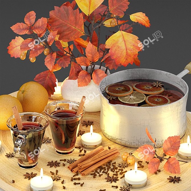 Festive Mulled Wine Set 3D model image 2