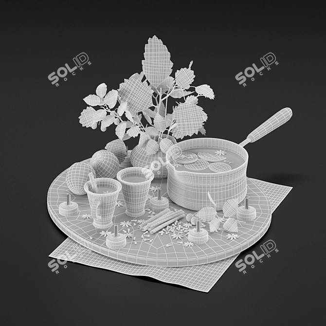 Festive Mulled Wine Set 3D model image 3