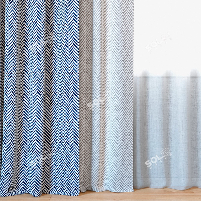 Bella Dura Skye Tweed Curtains - Elegant Curtains with Tulle 3D model image 2