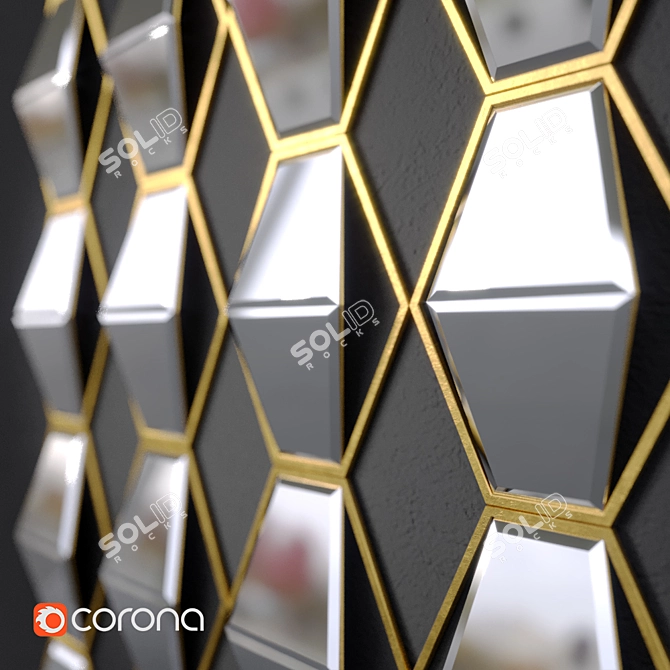 Elegant Reflective Accent: Jillian Mirrored Wall Decor 3D model image 2