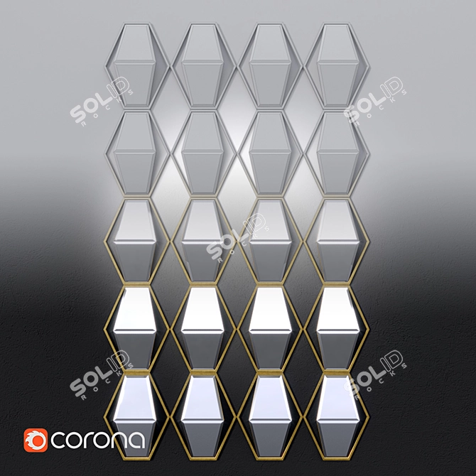 Elegant Reflective Accent: Jillian Mirrored Wall Decor 3D model image 3