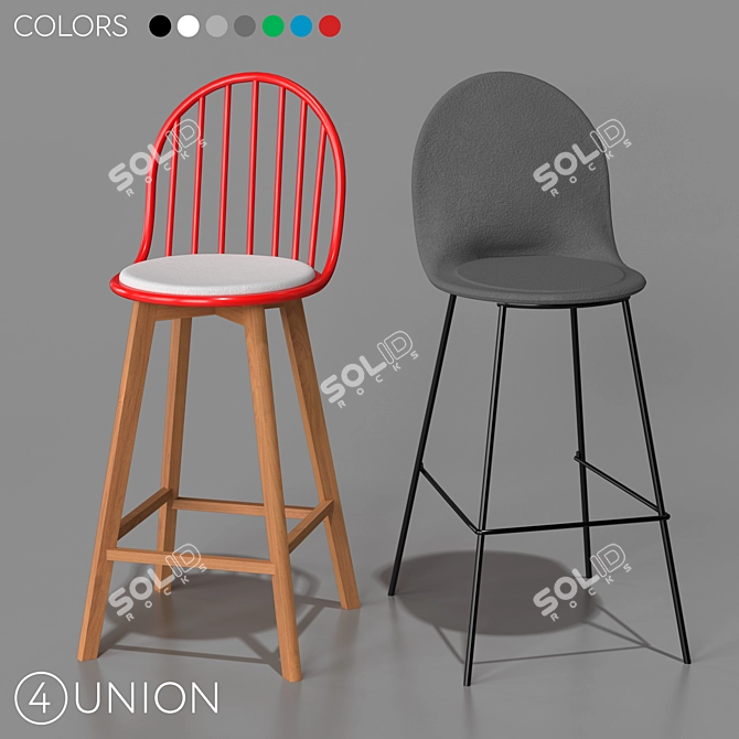 Modern Industrial Bar Stools - BC-8328A 3D model image 1