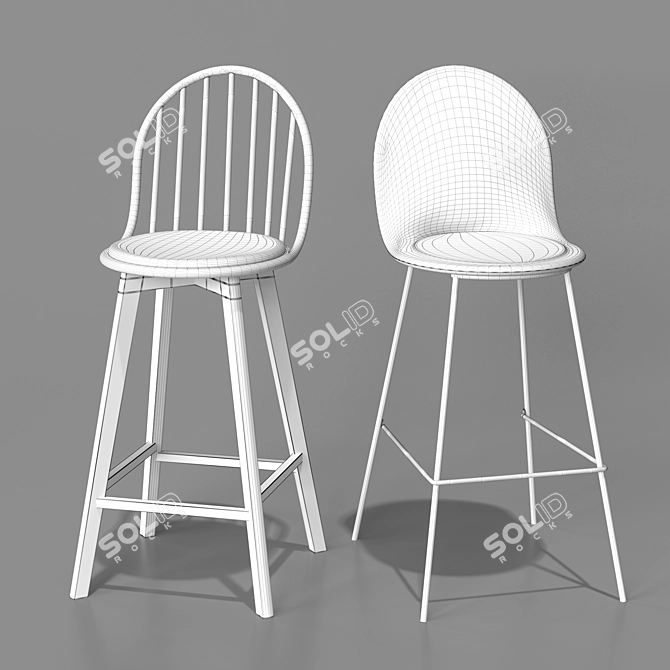 Modern Industrial Bar Stools - BC-8328A 3D model image 2