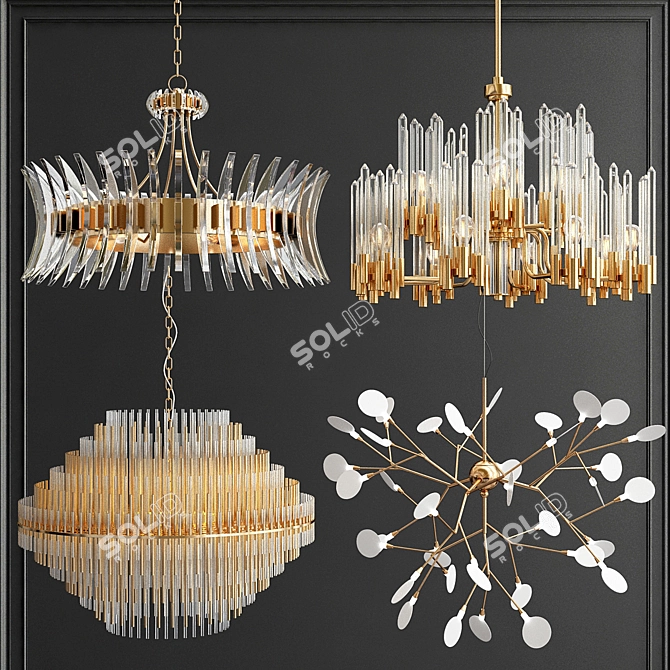 1. Title: Gold Heracleum Modern Chandelier
2. Title: Coquette Eight-Light Chandelier
3. Title: 3D model image 1