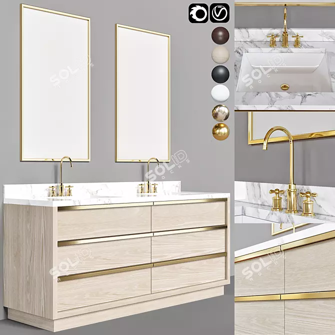 200cm Modern Bathroom Vanity Set 3D model image 1