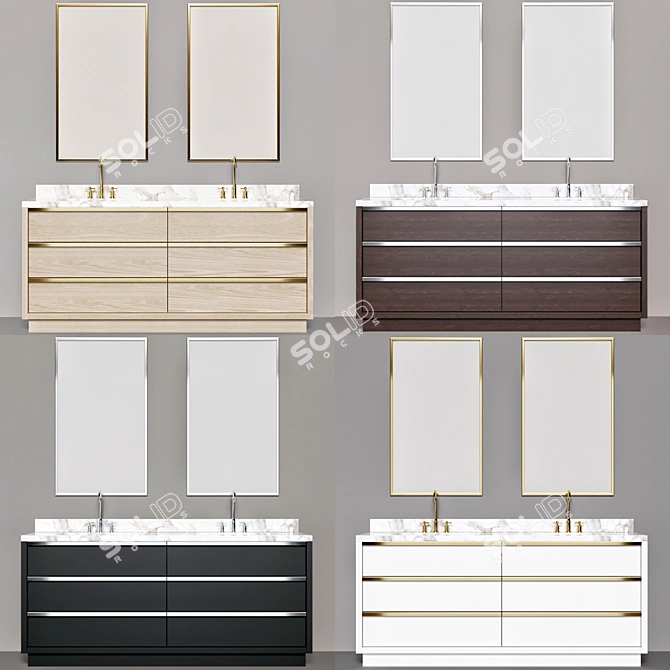 200cm Modern Bathroom Vanity Set 3D model image 2