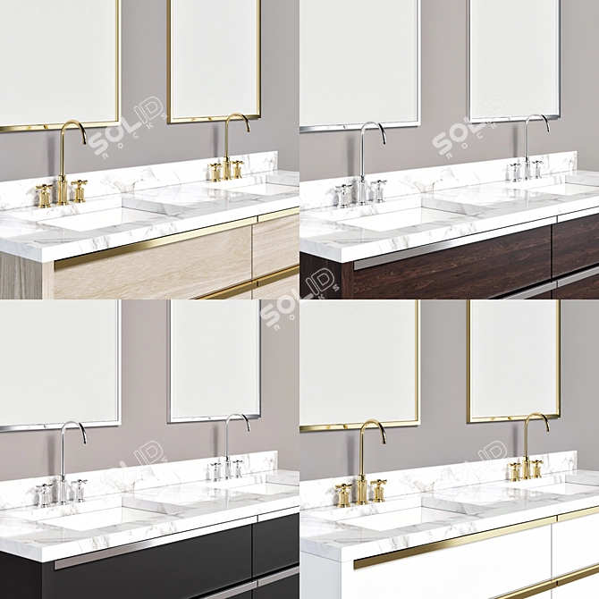 200cm Modern Bathroom Vanity Set 3D model image 3