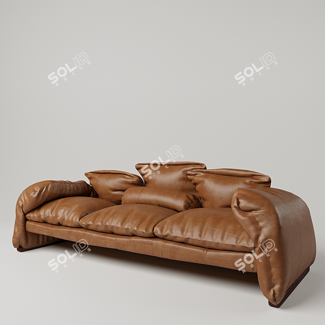 Stylish Maralunga Leather Sofa 3D model image 2