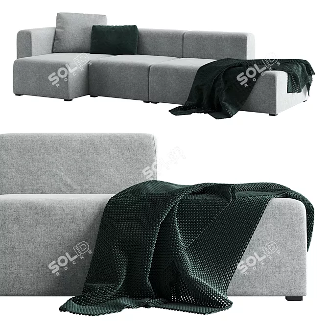Modular Mags Sofa in Green & Grey 3D model image 1
