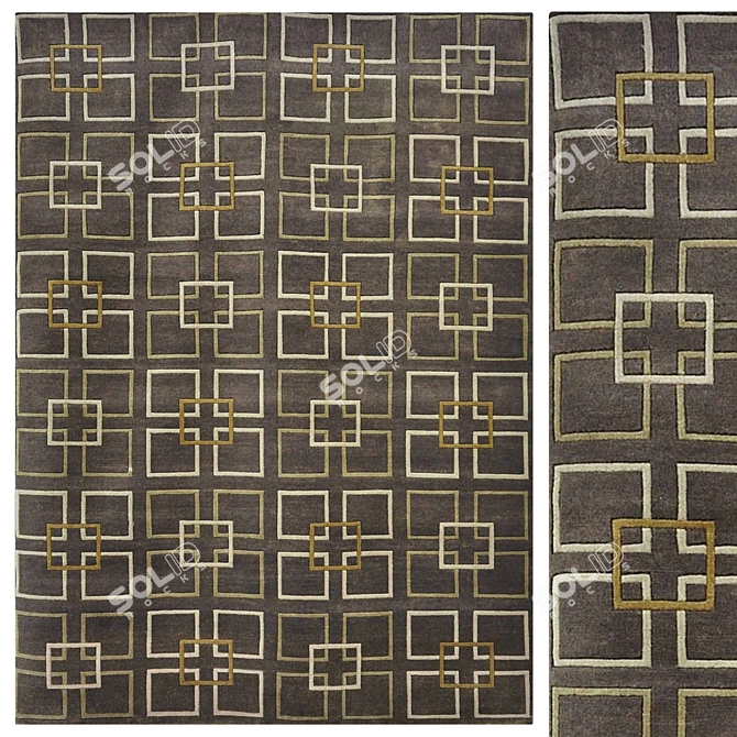 Elegant Farrah Wool Square Rug 3D model image 1