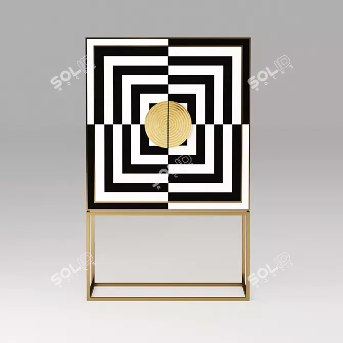 Sleek Op Art Bar Cabinet 3D model image 1