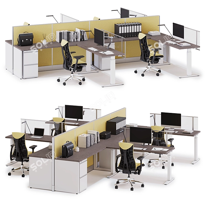 Efficient and Ergonomic: Herman Miller v7 Office System 3D model image 1