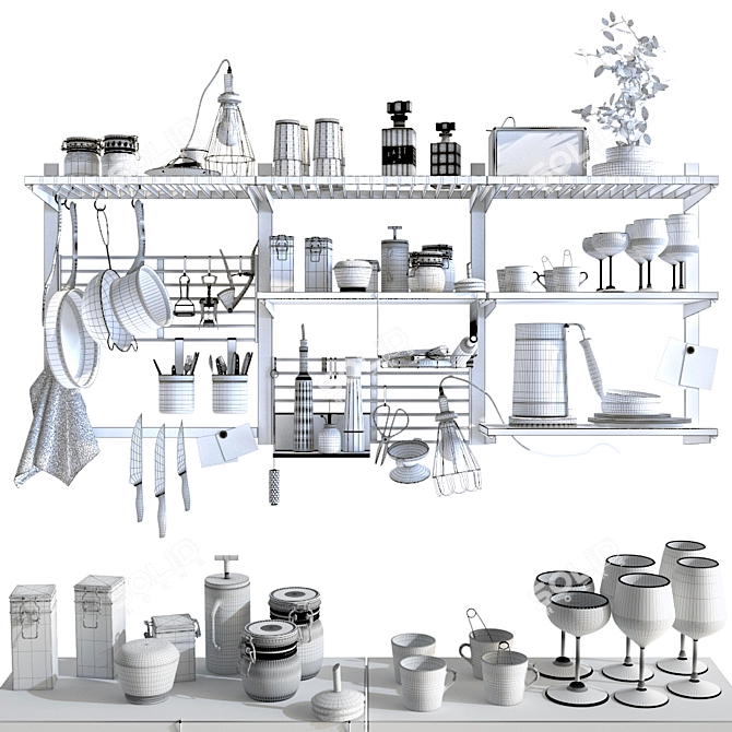 Kitchen Storage Shelf 3D model image 3