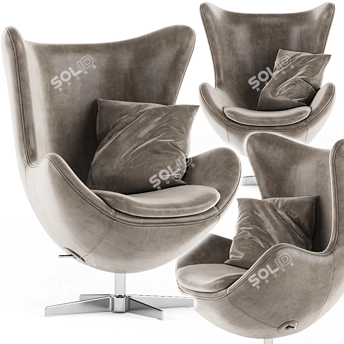 Modern Egg Shaped Armchair 3D model image 1