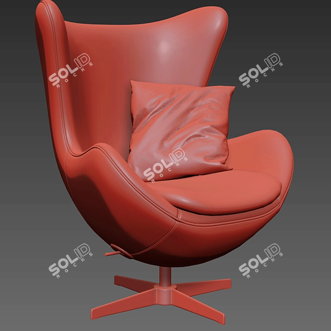 Modern Egg Shaped Armchair 3D model image 3