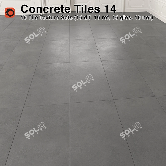 Premium Concrete Tiles - 14: High Quality Material & Textures 3D model image 1