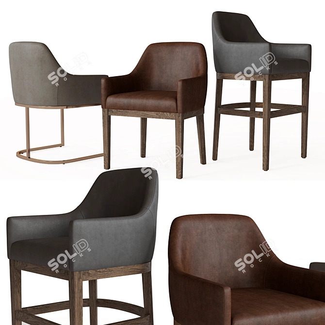 Elegant Morgan Leather Armchair 3D model image 1