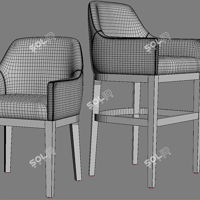 Elegant Morgan Leather Armchair 3D model image 2